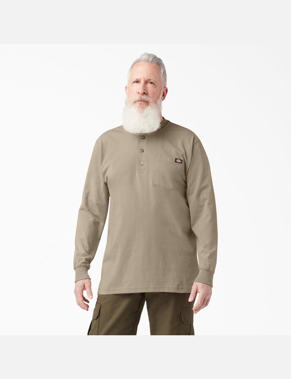 Hauts Dickies Long Sleeve Heavyweight Henley Marron | 627BDTPJS