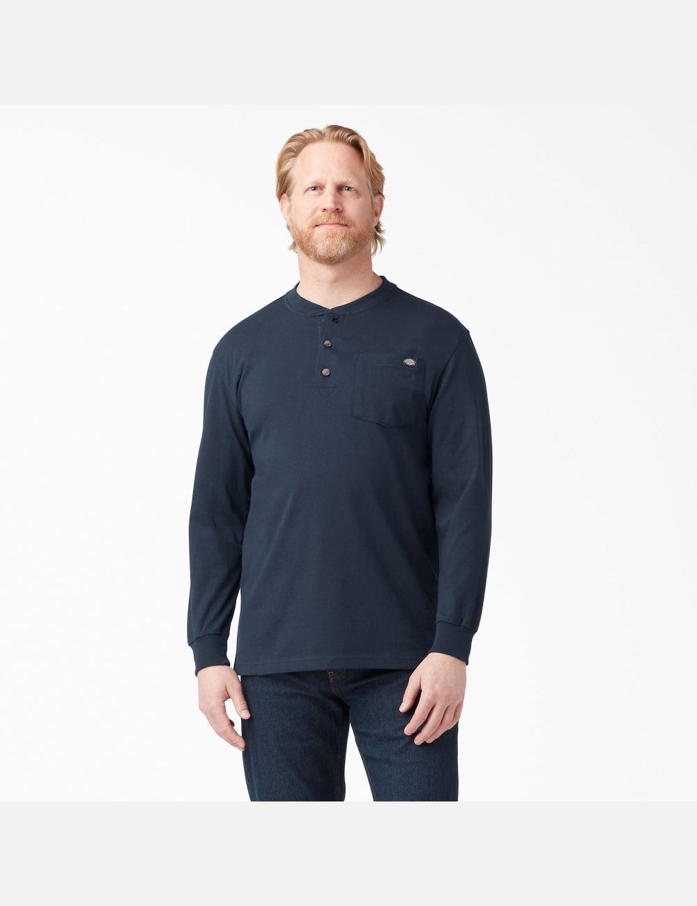 Hauts Dickies Long Sleeve Heavyweight Henley Bleu Marine | 901FAUPOD