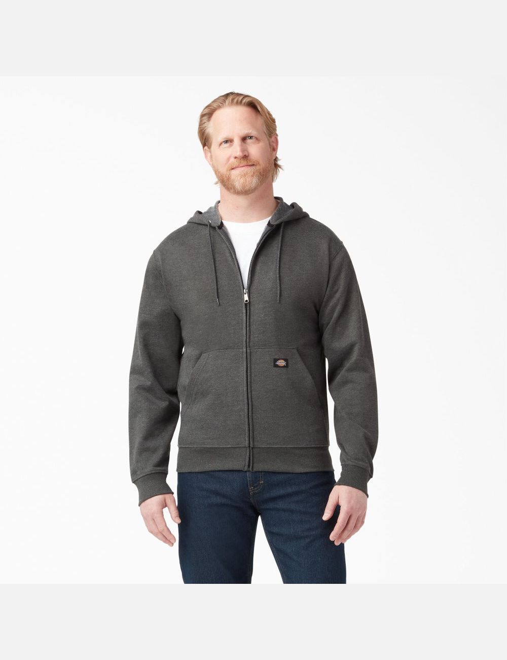 Hauts Dickies Midweight Fleece Zip Grise Foncé | 479XKHSLJ