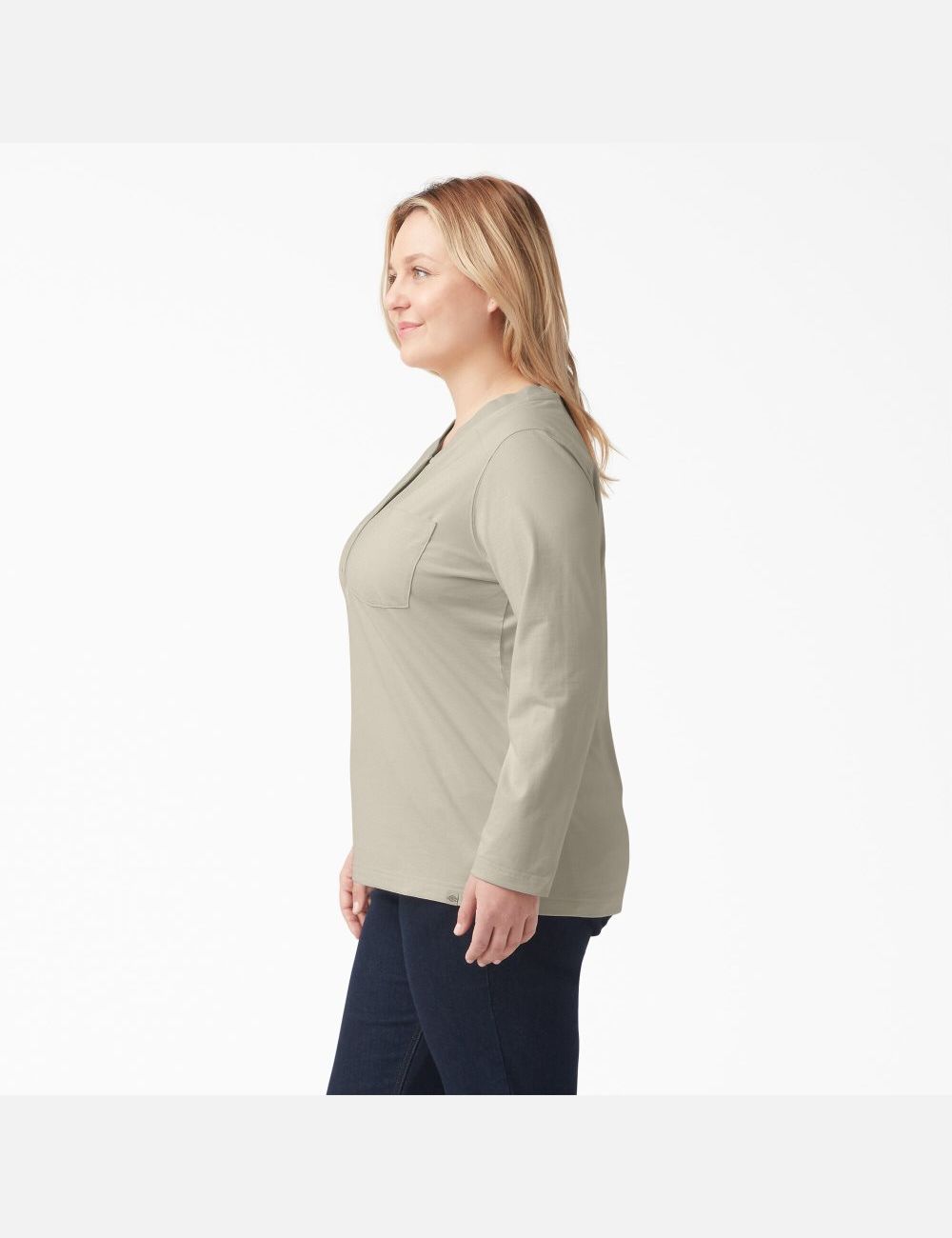 Hauts Dickies Plus Heavyweight Henley Beige | 560TXIHLB