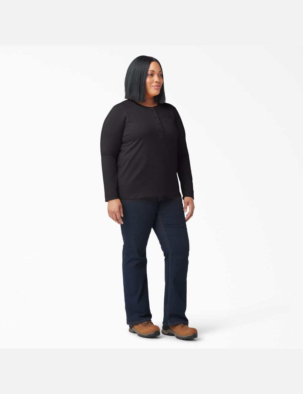 Hauts Dickies Plus Heavyweight Henley Noir | 402IRZDXV