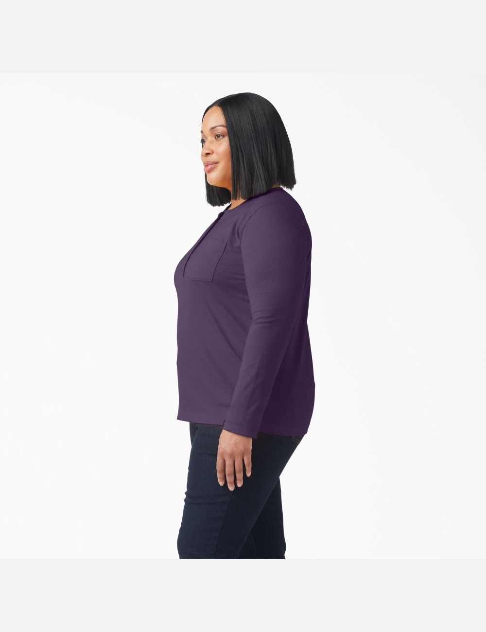 Hauts Dickies Plus Heavyweight Henley Violette | 960DYEQFP