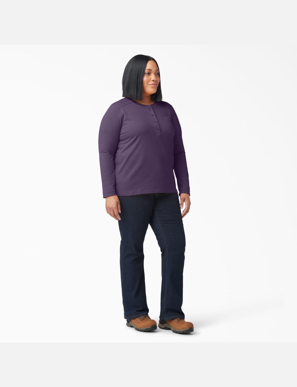 Hauts Dickies Plus Heavyweight Henley Violette | 960DYEQFP