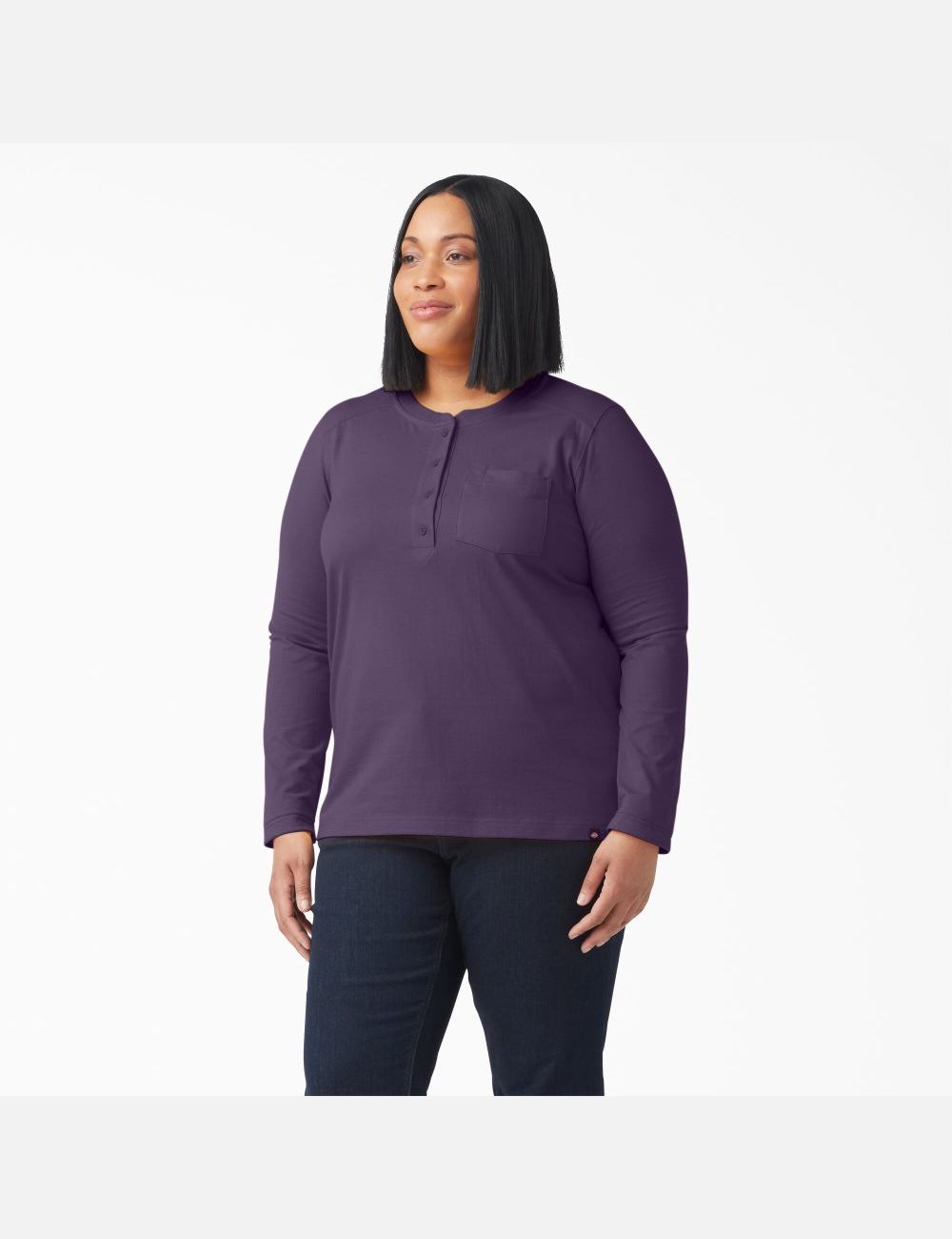 Hauts Dickies Plus Heavyweight Henley Violette | 960DYEQFP