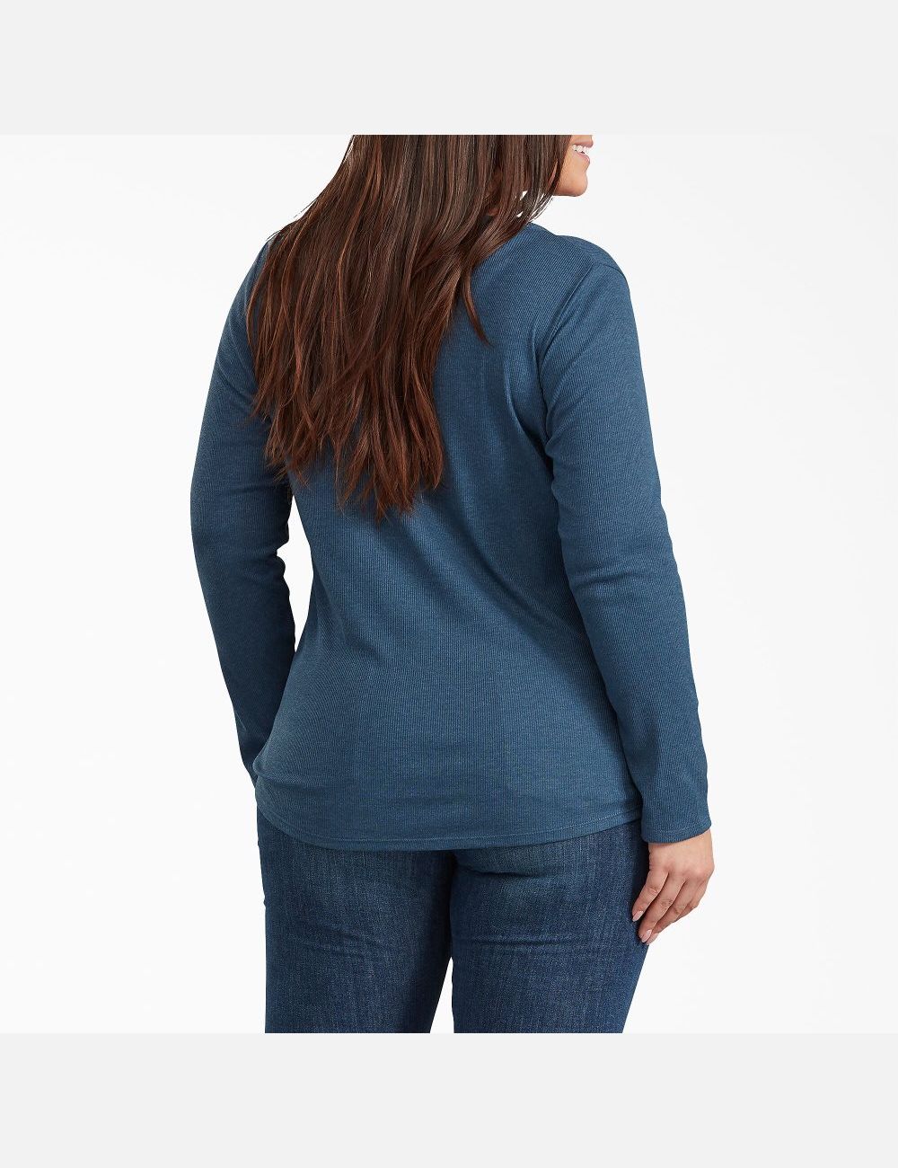 Hauts Dickies Plus Henley Shirt Bleu Foncé | 246AXSBDR