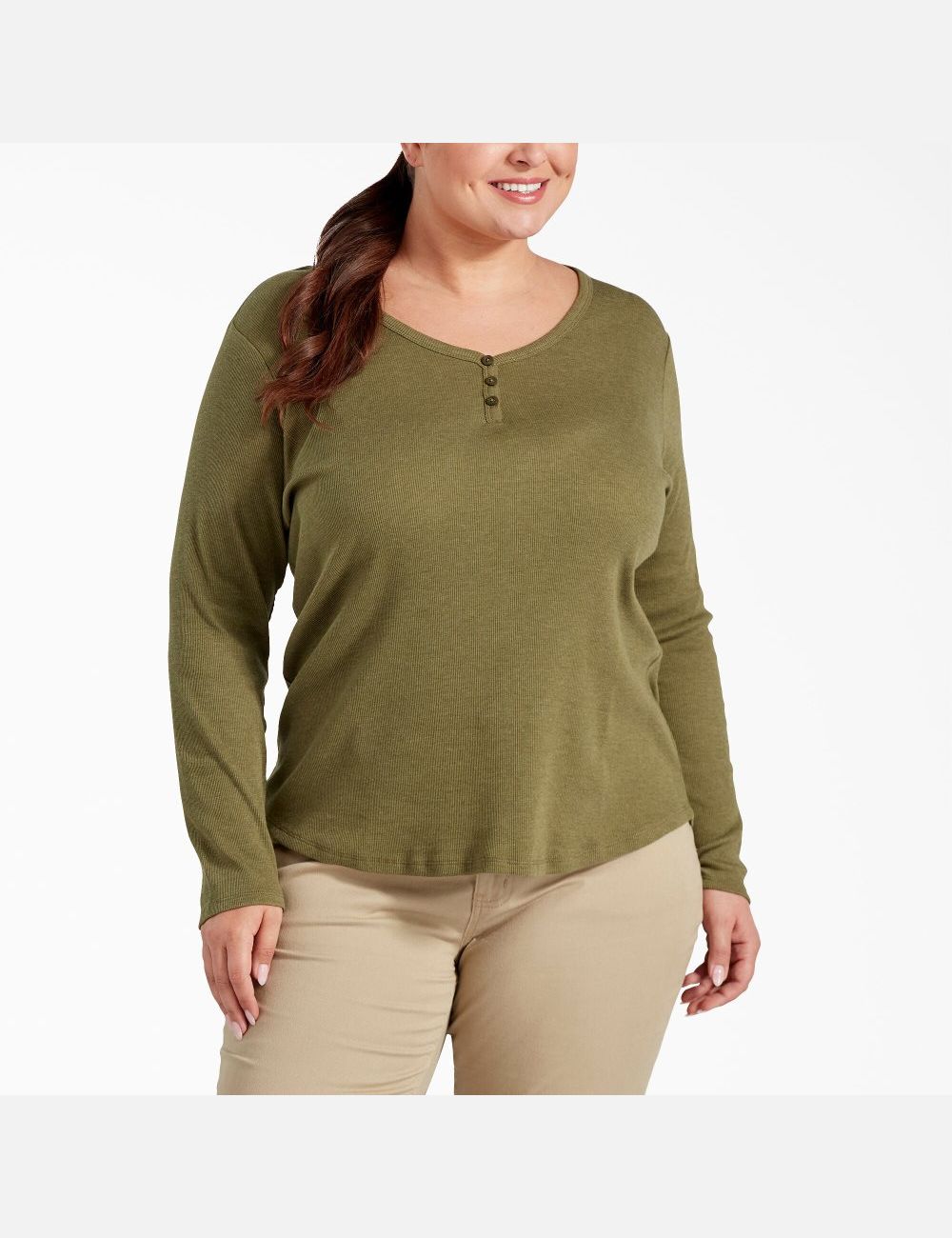 Hauts Dickies Plus Henley Shirt Vert Olive | 801UAZPSI