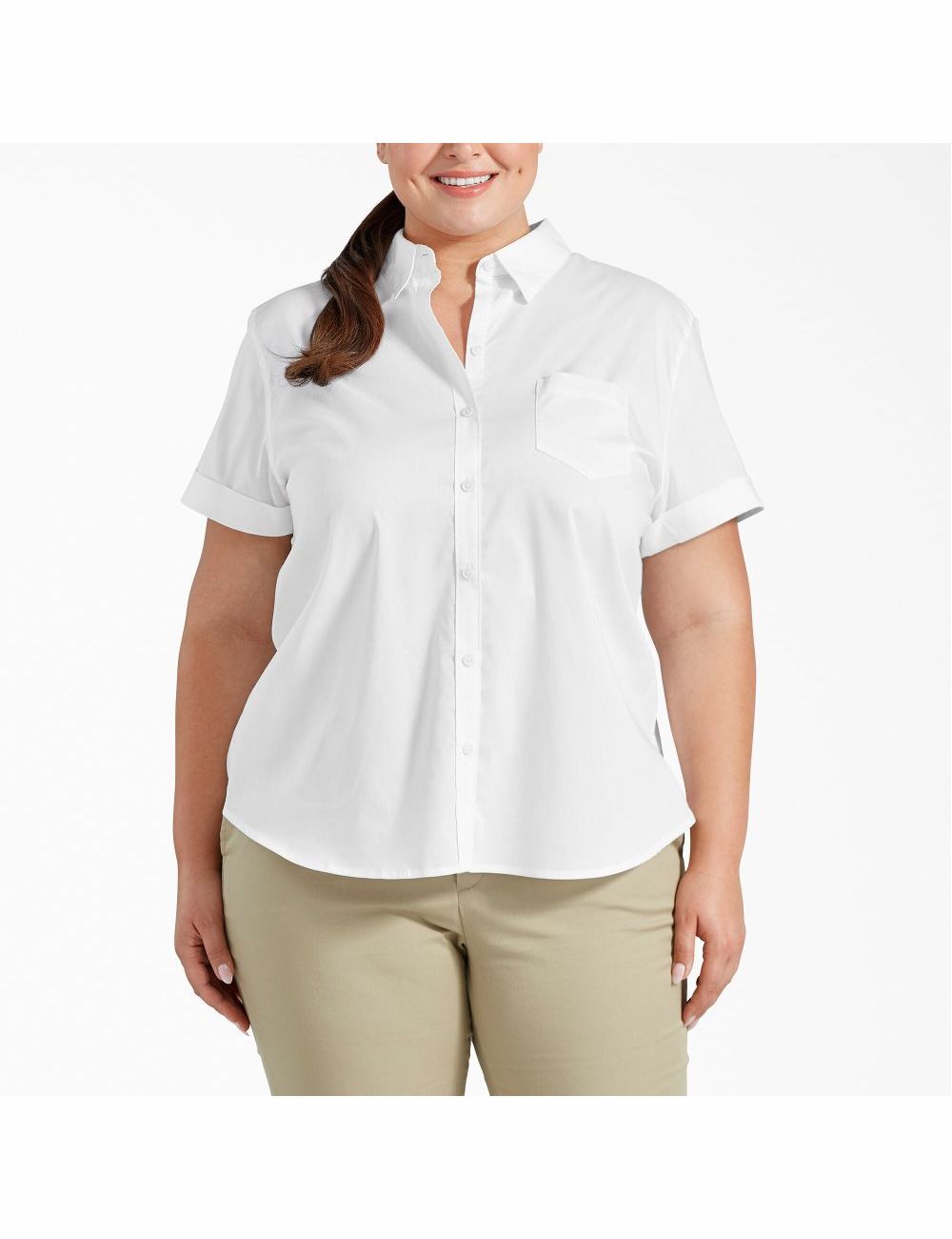 Hauts Dickies Plus Stretch Button-Up Blanche | 821FSNTIO