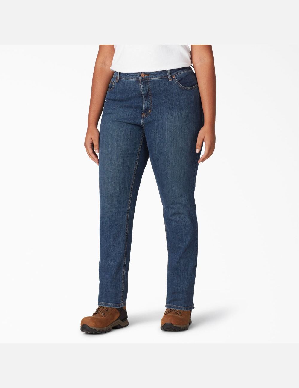 Jean Dickies Perfect Shape Plus Droit Leg Stretch Denim Indigo Bleu | 749CFGEPJ