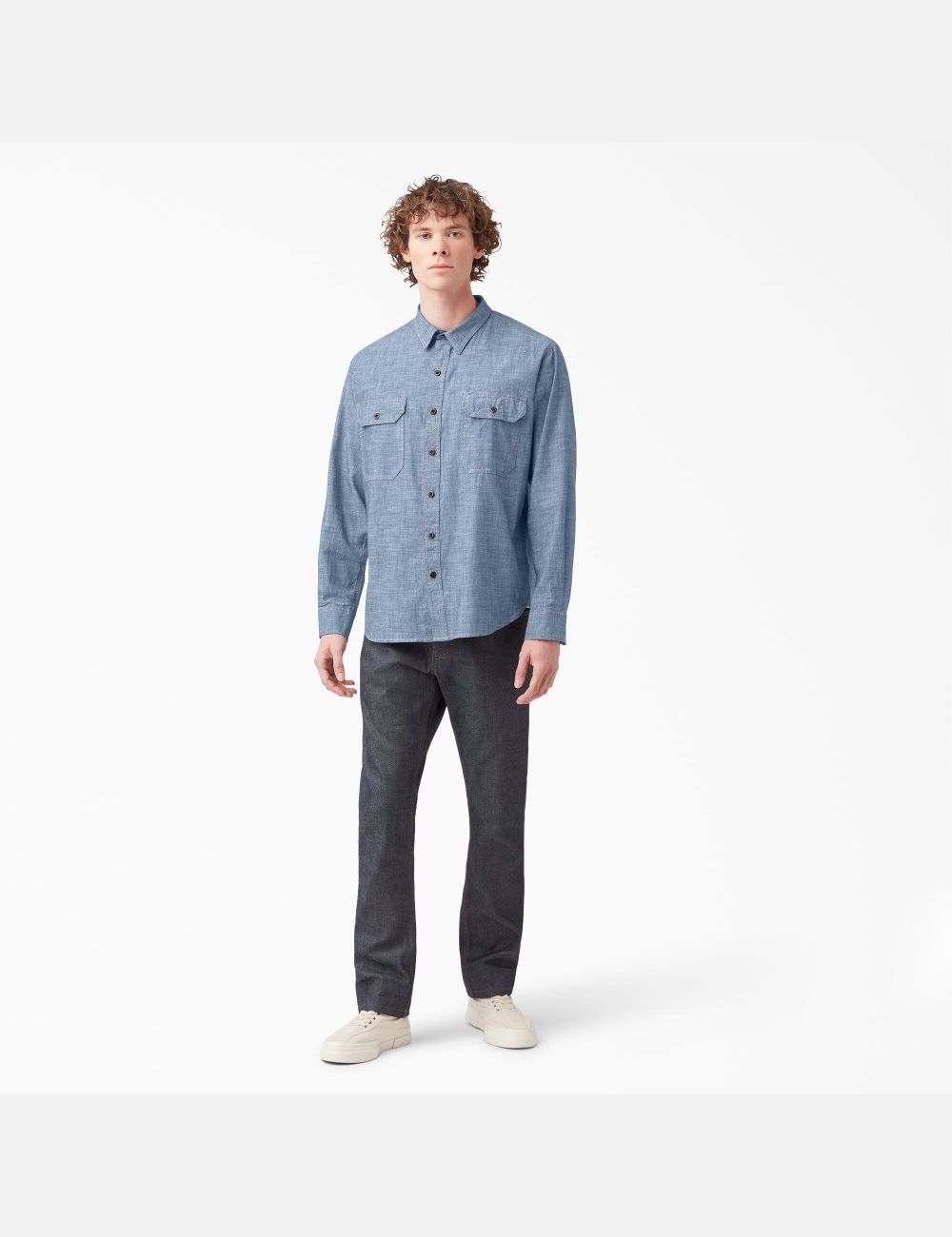 Long Sleeve Dickies 1922 Travail Shirt Bleu | 864ZEOTYK