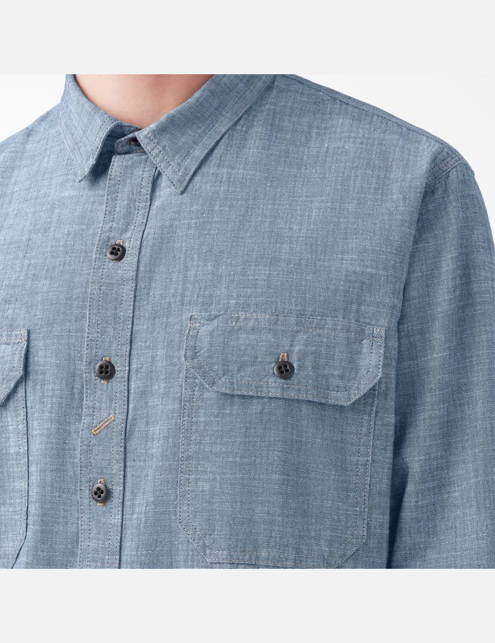 Long Sleeve Dickies 1922 Travail Shirt Bleu | 864ZEOTYK