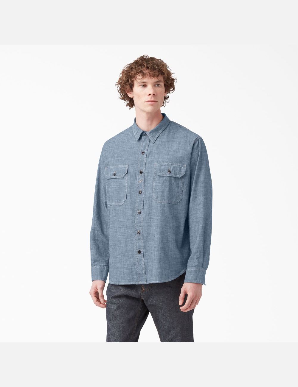 Long Sleeve Dickies 1922 Travail Shirt Bleu | 864ZEOTYK