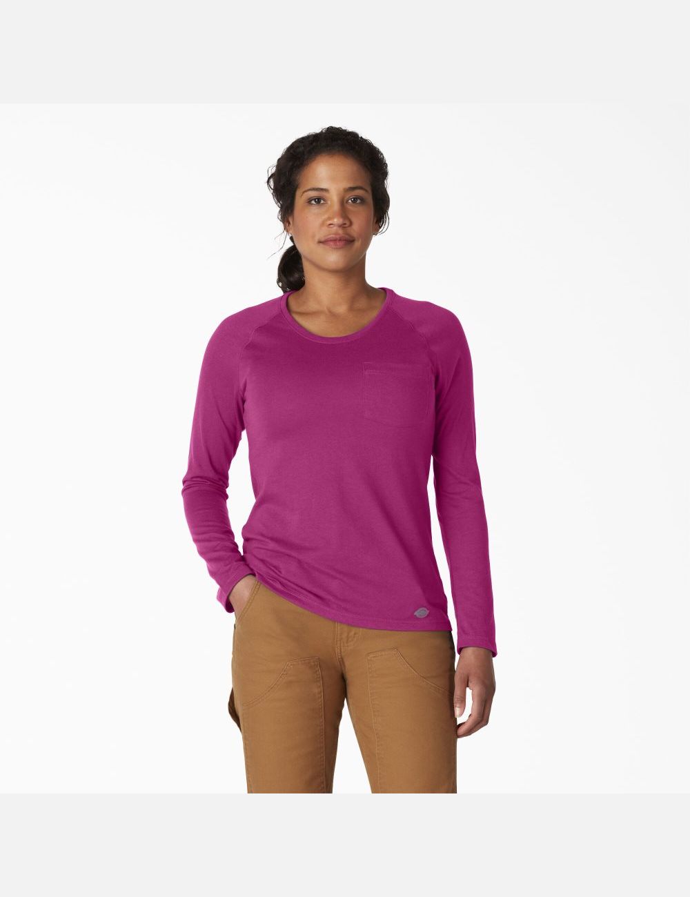 Long Sleeve Dickies Cooling T-Shirt Fushia | 589ZVAXMR