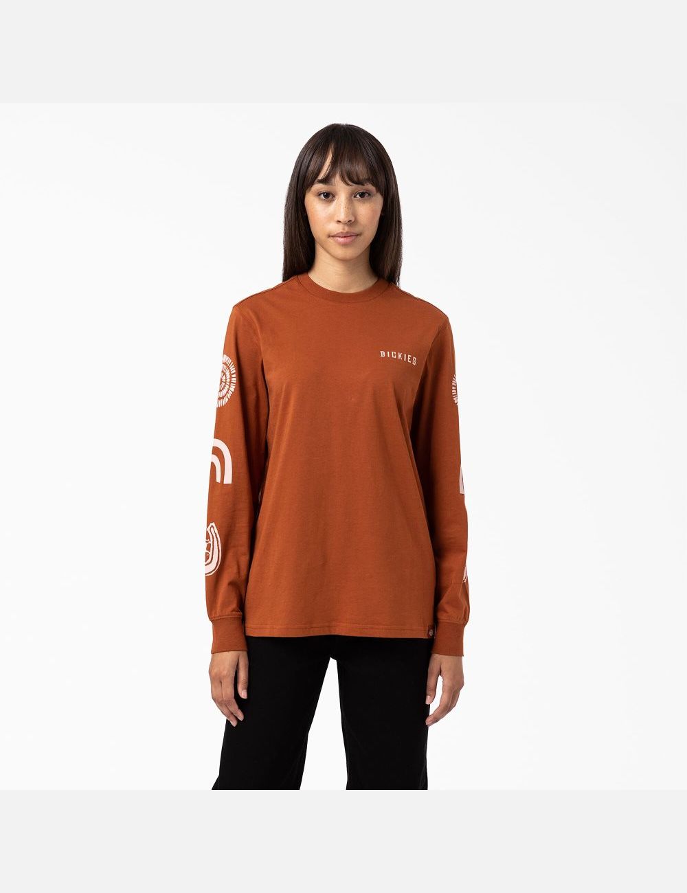 Long Sleeve Dickies Falkville T-Shirt Marron | 763CUXJIA