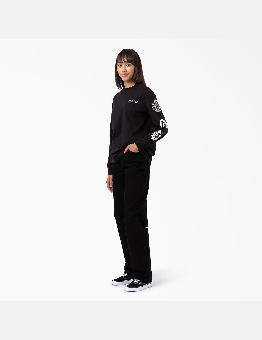 Long Sleeve Dickies Falkville T-Shirt Noir | 096IDYEHA