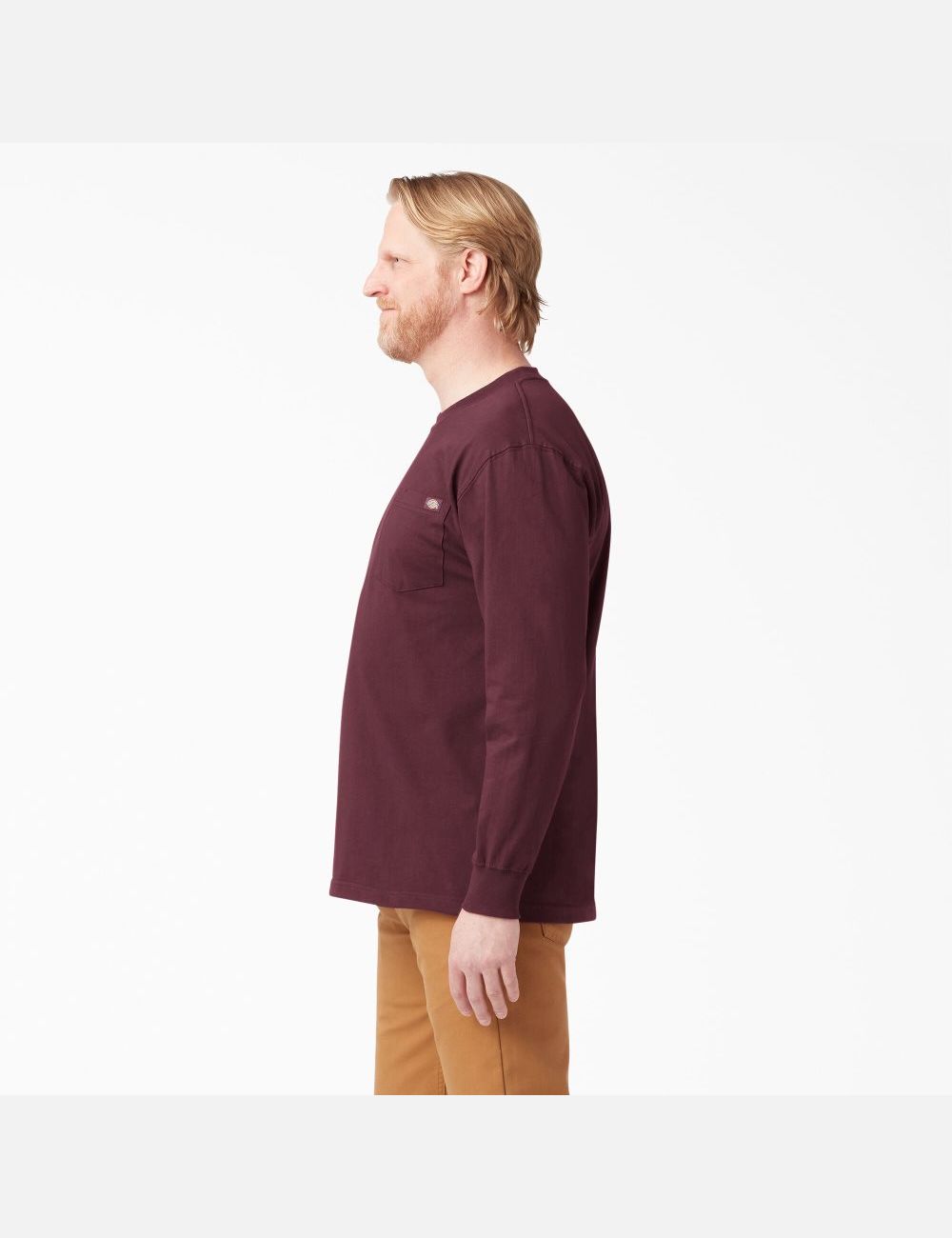 Long Sleeve Dickies Heavyweight Crew Neck T-Shirt Bordeaux | 068KBHLRT