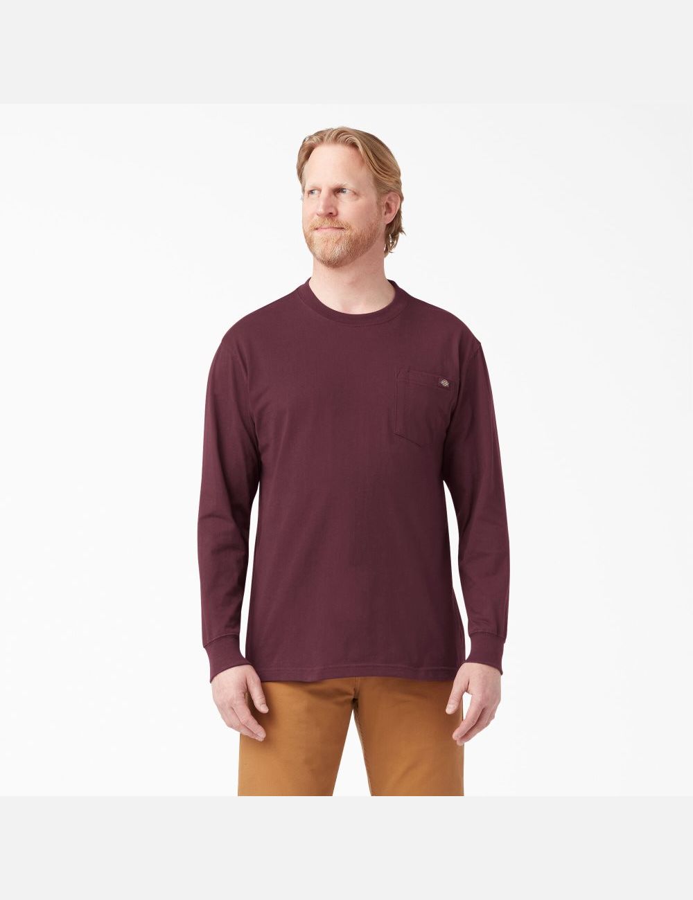 Long Sleeve Dickies Heavyweight Crew Neck T-Shirt Bordeaux | 068KBHLRT