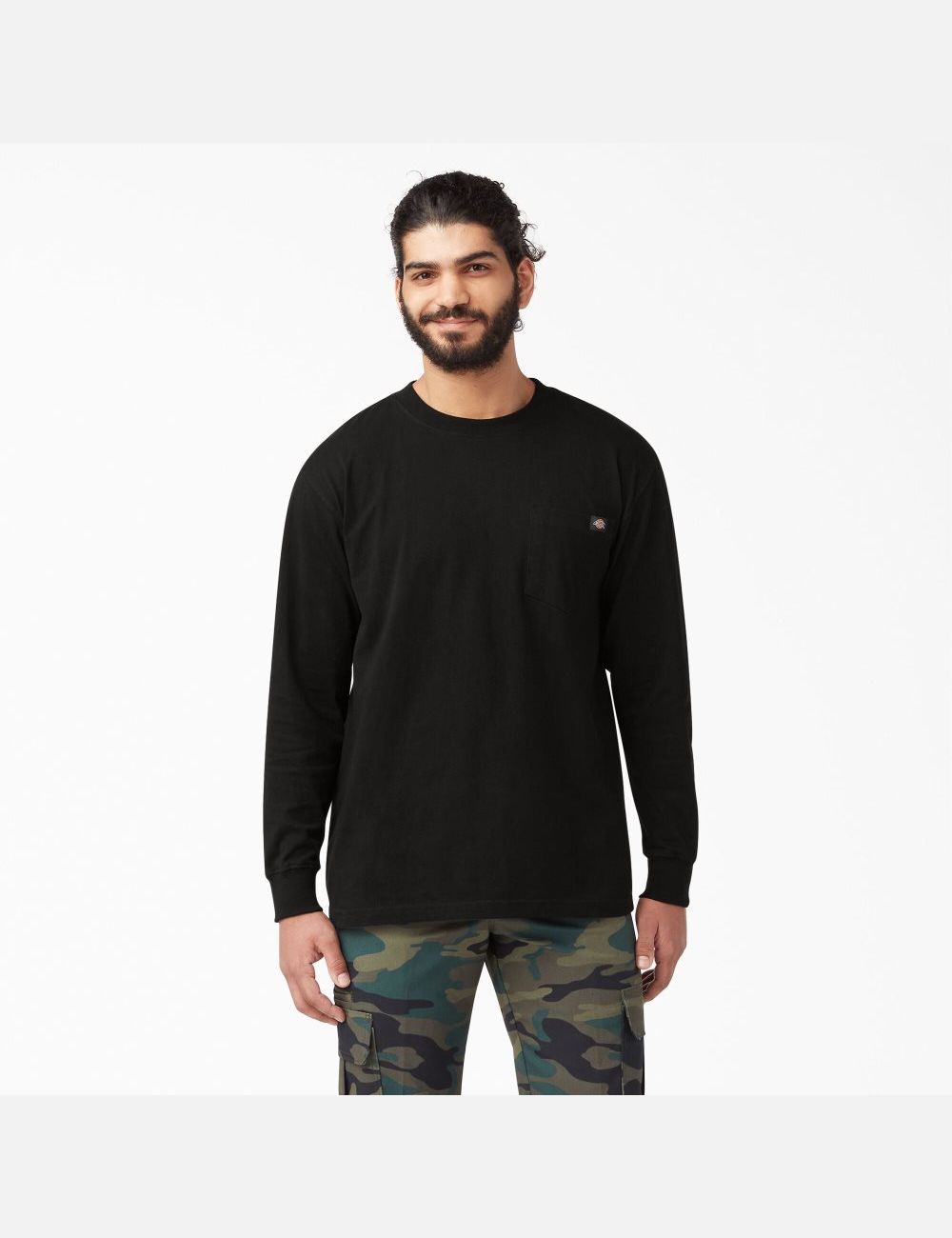 Long Sleeve Dickies Heavyweight Crew Neck T-Shirt Noir | 194FKNHCG