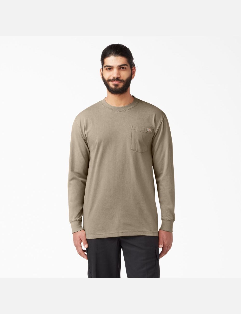 Long Sleeve Dickies Heavyweight Crew Neck T-Shirt Marron | 724UEDQTF