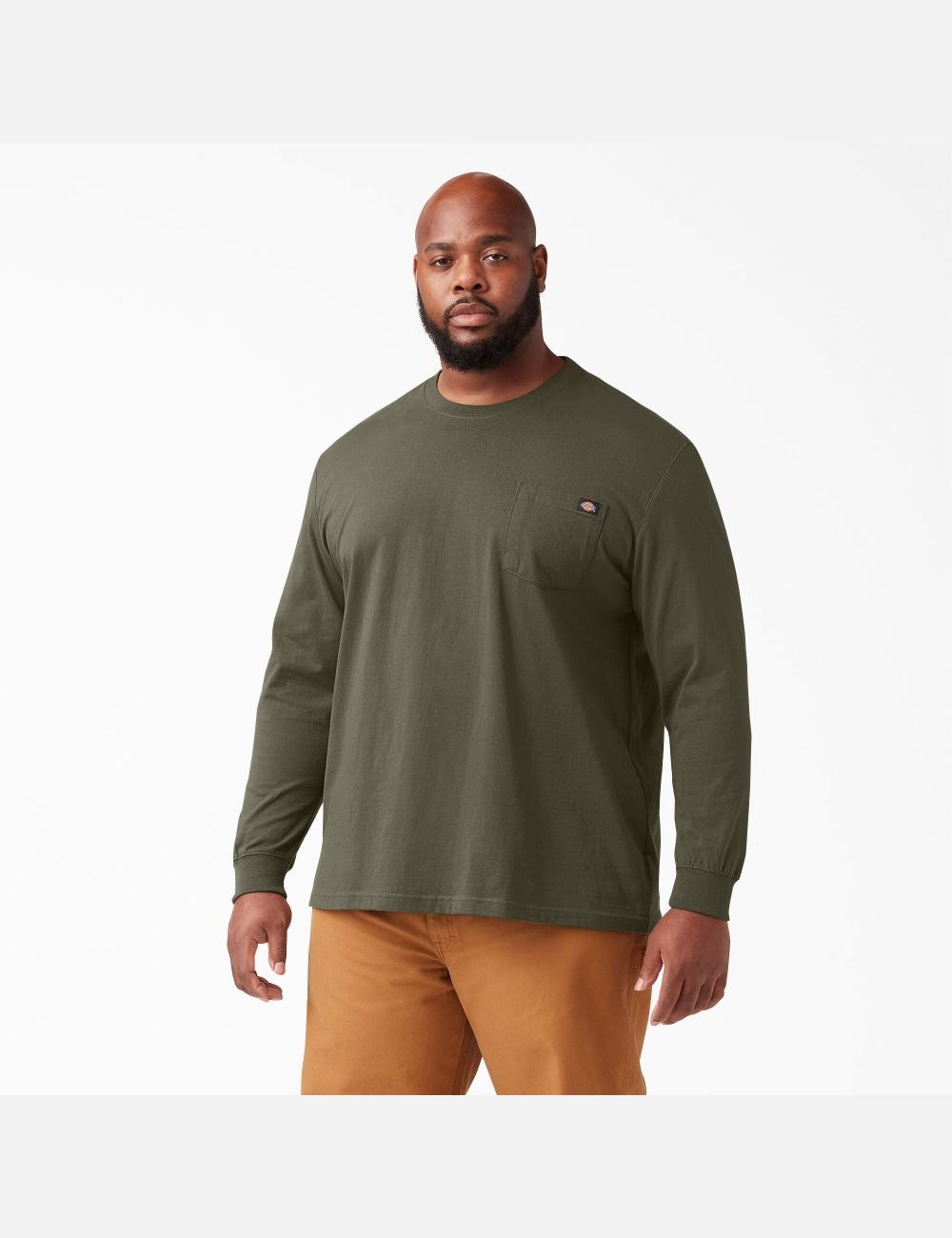 Long Sleeve Dickies Heavyweight Crew Neck T-Shirt Vert | 876CKUTZL