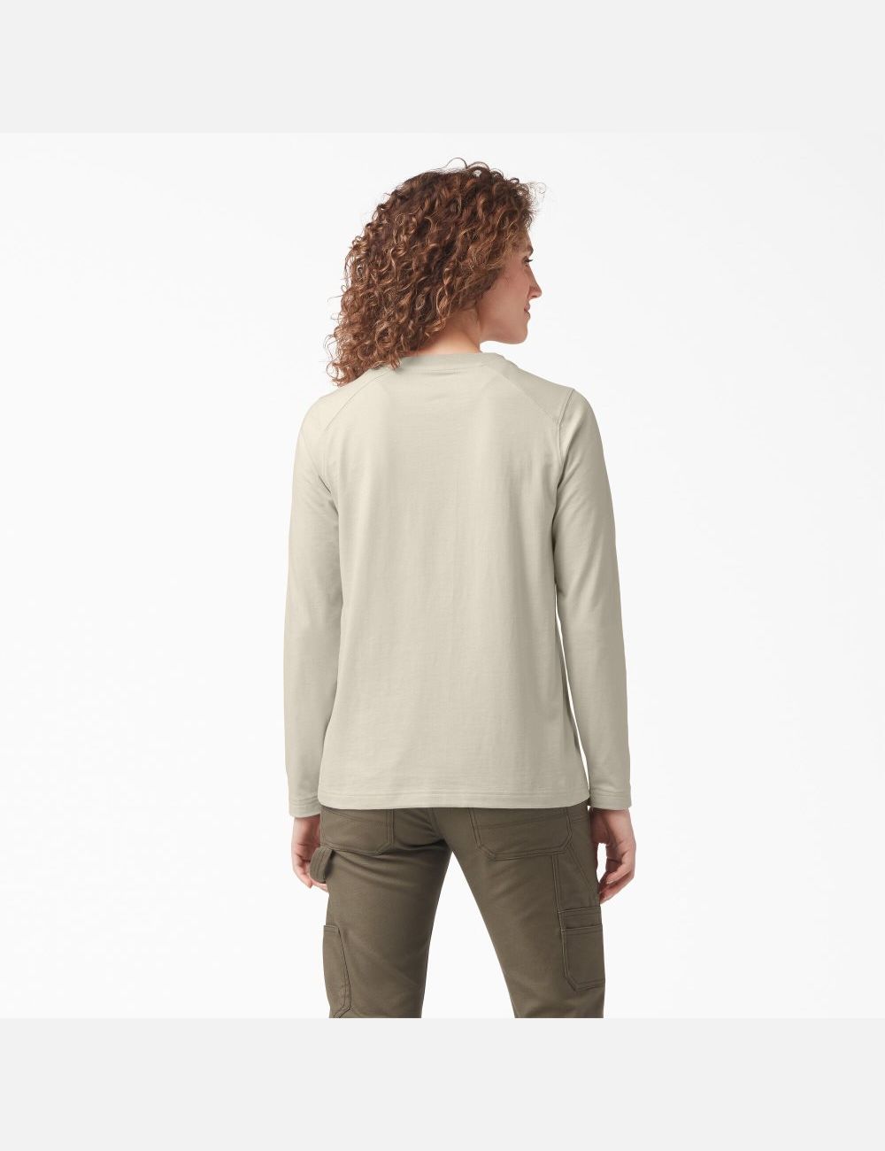 Long Sleeve Dickies Heavyweight Henley Beige | 376TBSNPG