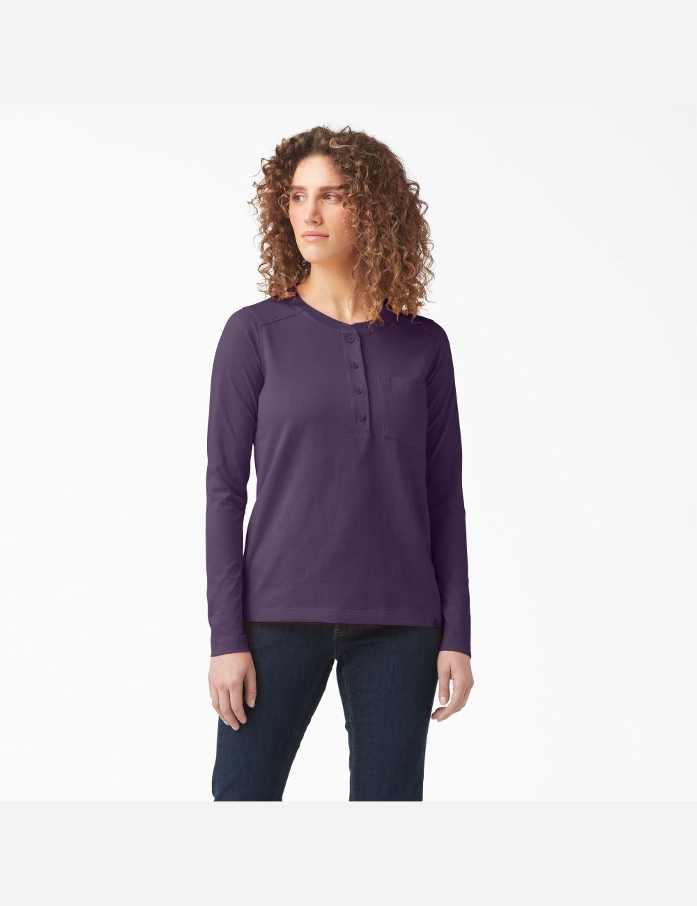 Long Sleeve Dickies Heavyweight Henley Violette | 269UZTSOV