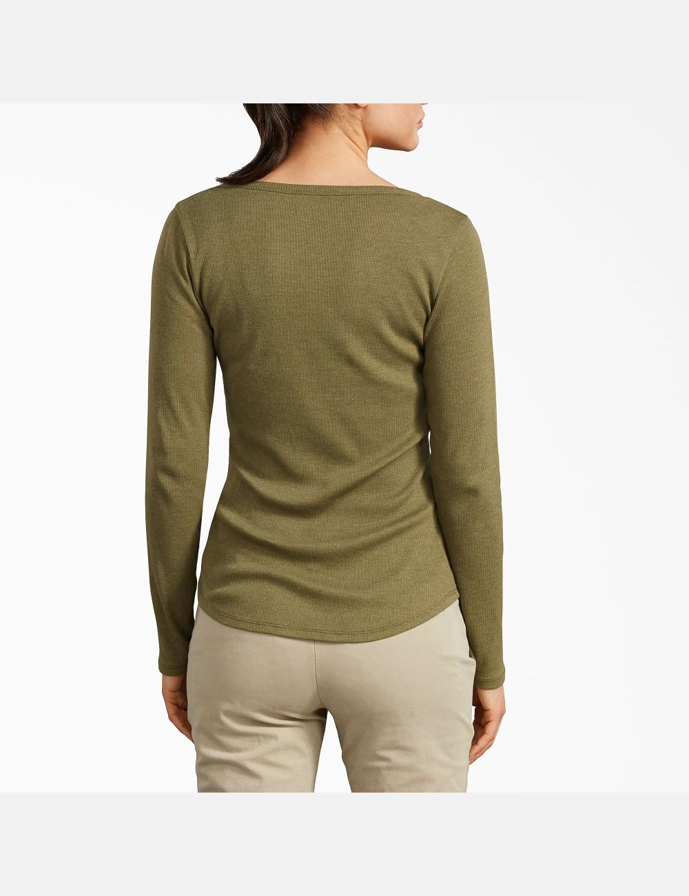 Long Sleeve Dickies Henley Shirt Vert Olive | 510XMGUAO