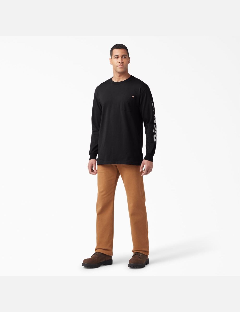 Long Sleeve Dickies Logo Graphique T-Shirt Noir | 380VODKFS