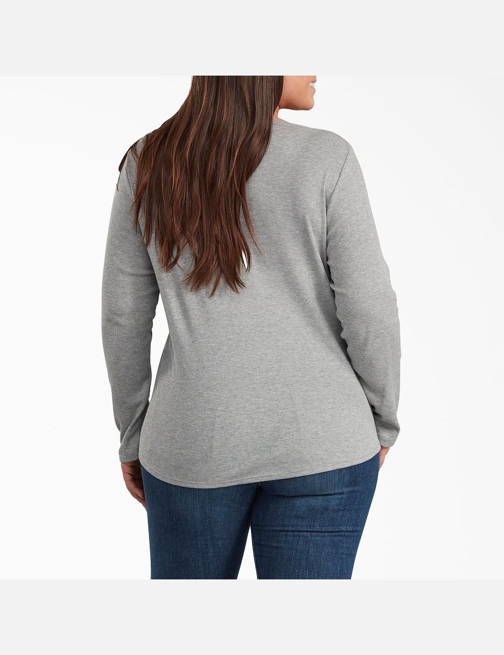 Long Sleeve Dickies Plus Henley Shirt Grise Foncé | 769NOUBZA