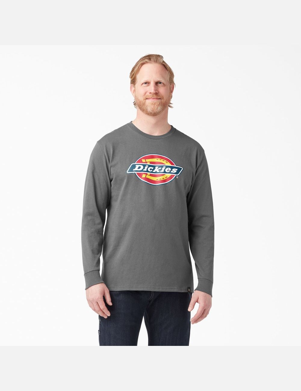 Long Sleeve Dickies Regular Fit Icon Graphique T-Shirt Grise | 795BIHZUA