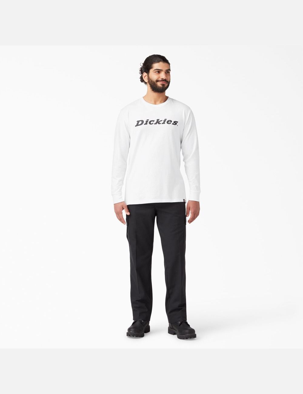 Long Sleeve Dickies Regular Fit Icon Graphique T-Shirt Blanche | 842KBFJME