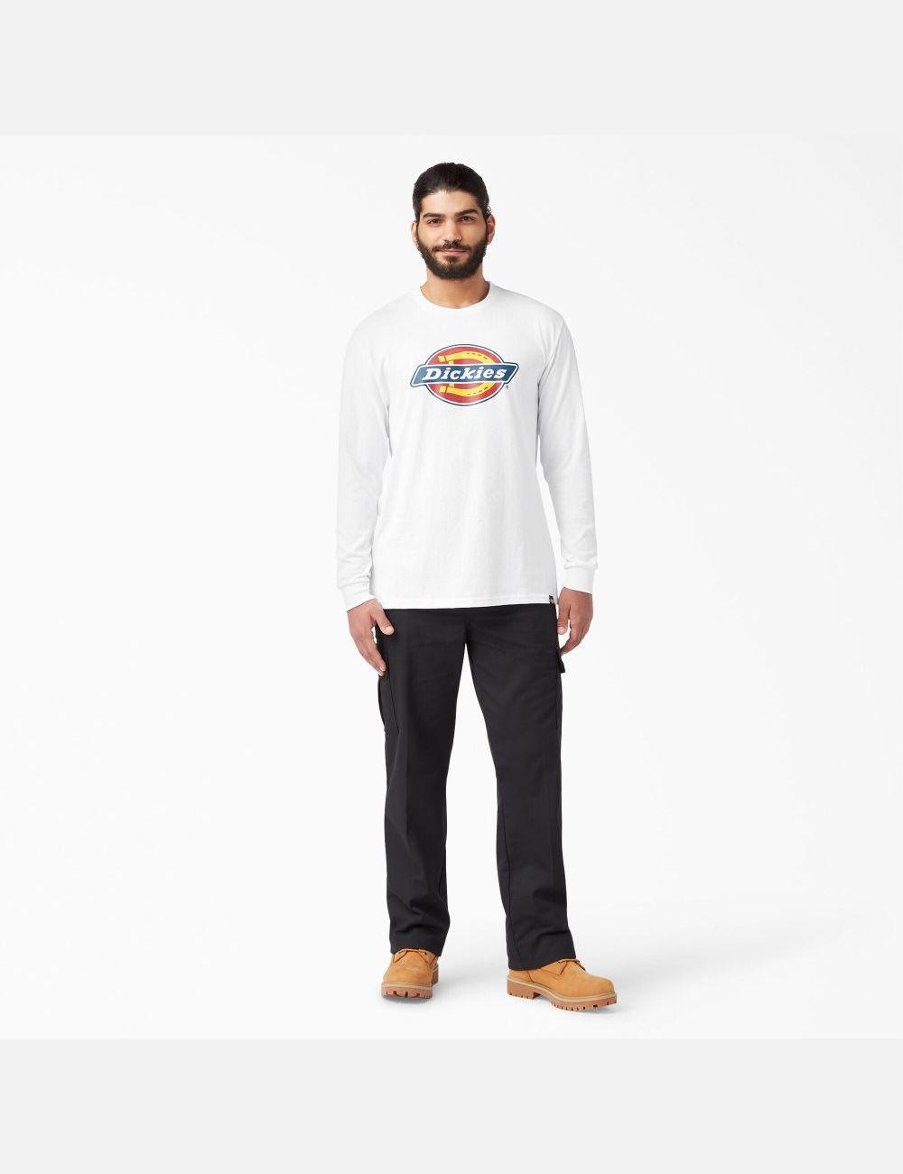 Long Sleeve Dickies Regular Fit Icon Graphique T-Shirt Blanche | 861LNMDAC