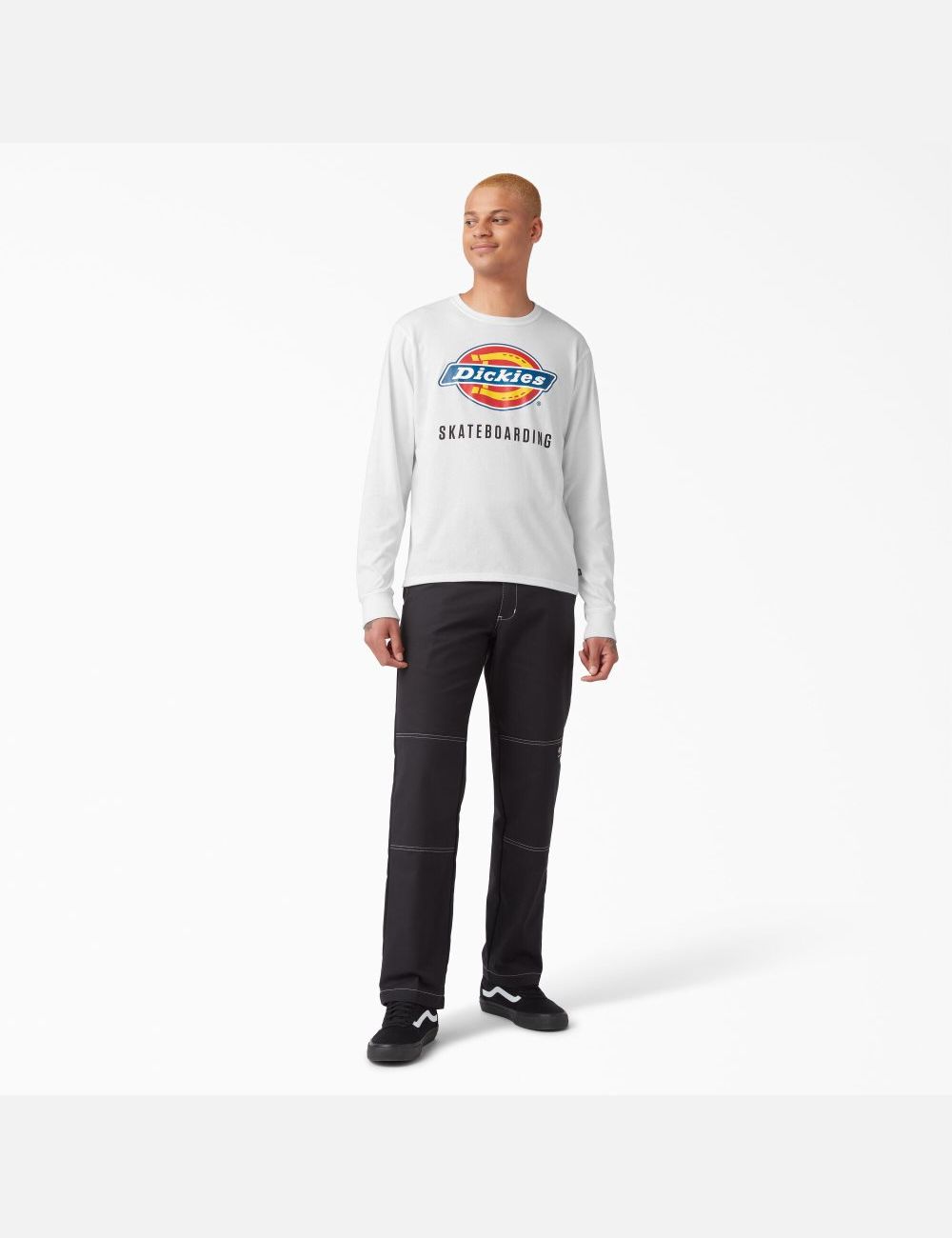 Long Sleeve Dickies Skateboarding Logo Graphique T-Shirt Blanche | 460RNUQLV