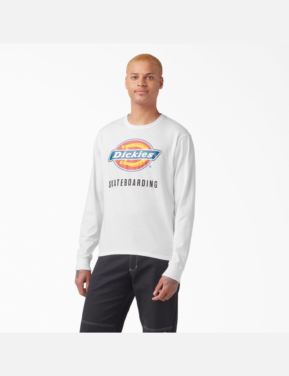 Long Sleeve Dickies Skateboarding Logo Graphique T-Shirt Blanche | 460RNUQLV