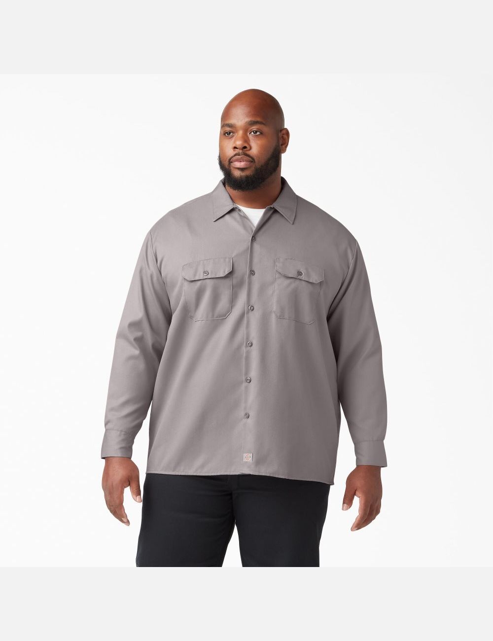 Long Sleeve Dickies Travail Shirt Argent | 415RDSPJW