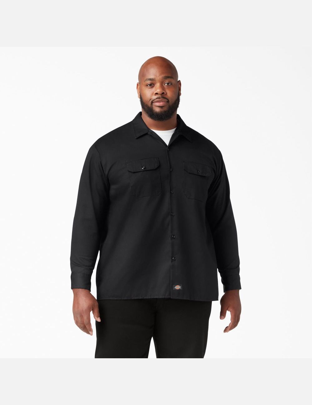 Long Sleeve Dickies Travail Shirt Noir | 405QIKLGJ