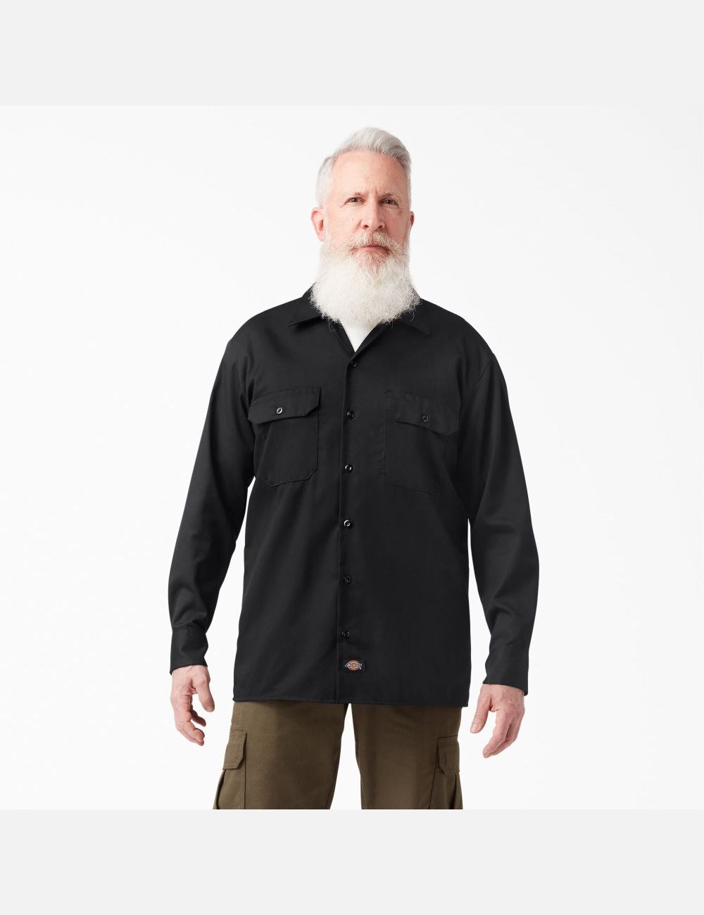 Long Sleeve Dickies Travail Shirt Noir | 405QIKLGJ