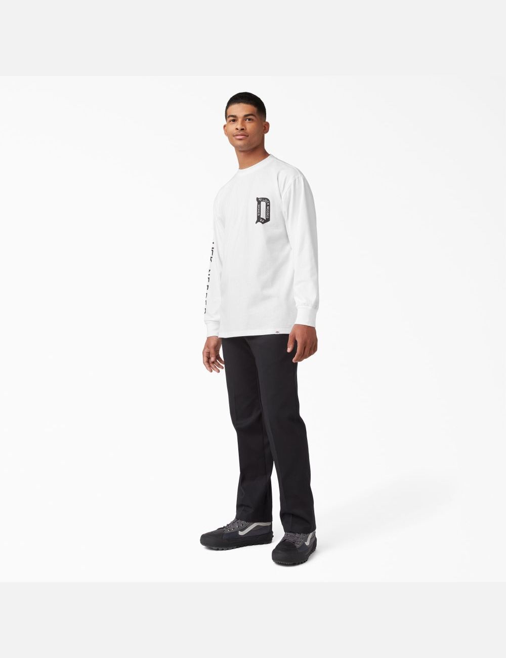 Long Sleeve Dickies Union Springs T-Shirt Blanche | 803WLHVUQ