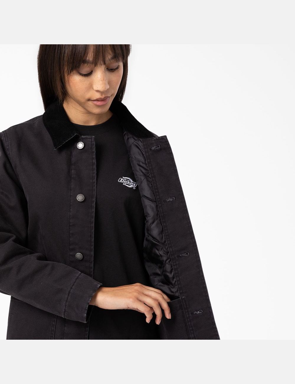 Manteaux Dickies Duck Doublée Chore Noir | 608FCYPKS