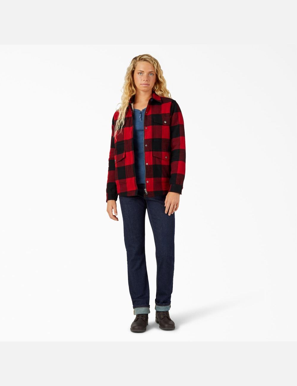 Manteaux Dickies Flannel High Pile Fleece Doublée Chore Rouge Noir | 267UETPHD