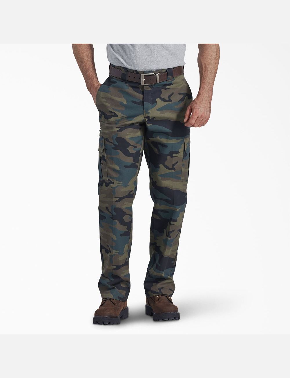 Pantalon Cargo Dickies FLEX Regular Fit Droit Leg Vert Camouflage | 630NYZGCE