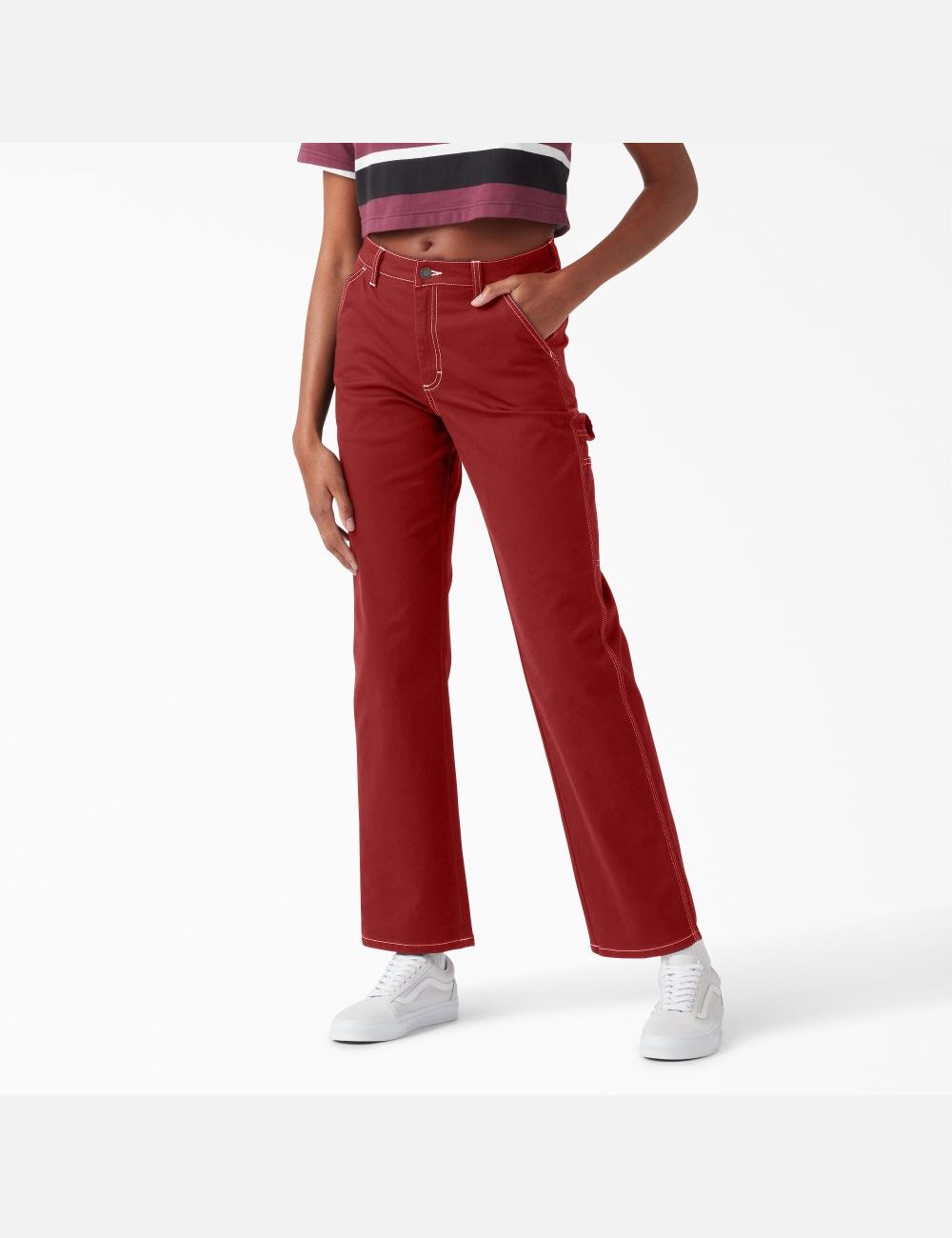 Pantalon De Travail Dickies High Waisted Carpenter Rouge | 187WCVNGA