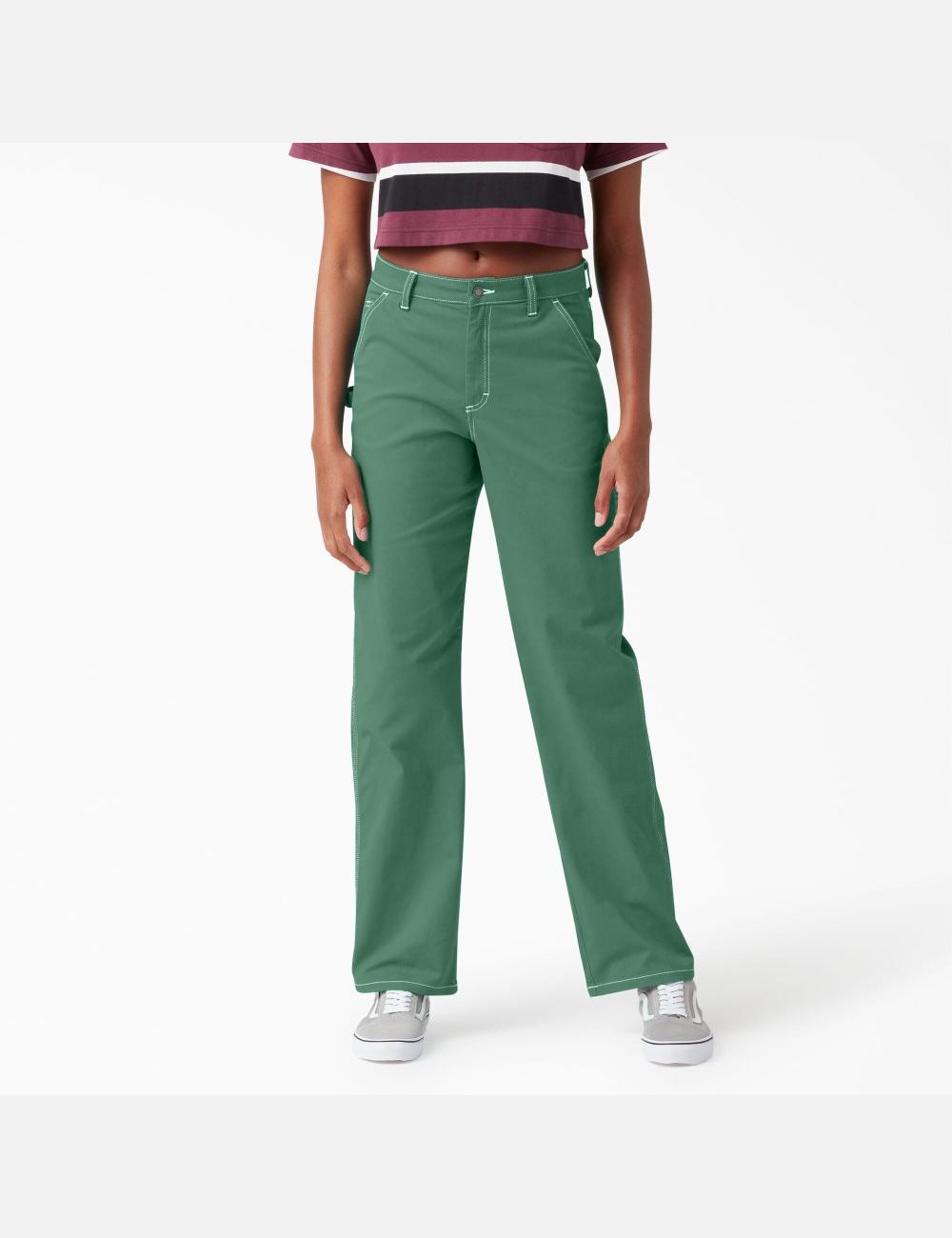 Pantalon De Travail Dickies High Waisted Carpenter Vert Foncé | 708YWICLH