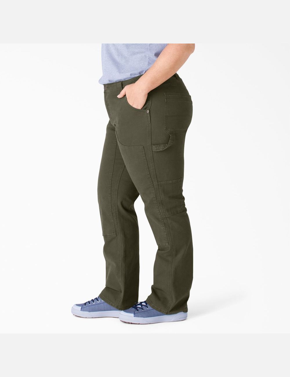 Pantalon De Travail Dickies Plus Duck Double-Front Carpenter Vert | 590UCLJEA