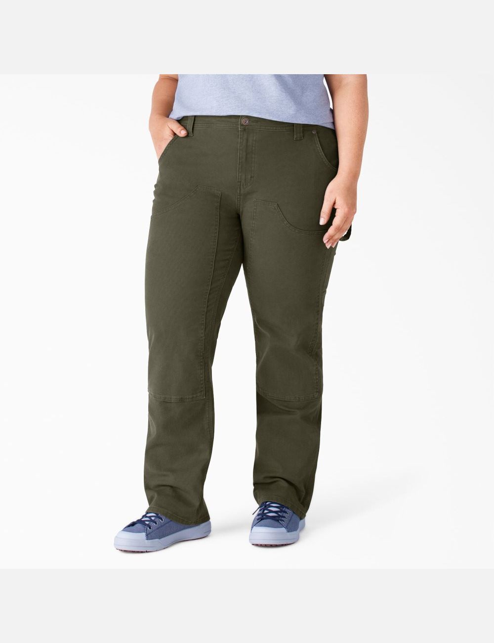 Pantalon De Travail Dickies Plus Duck Double-Front Carpenter Vert | 590UCLJEA