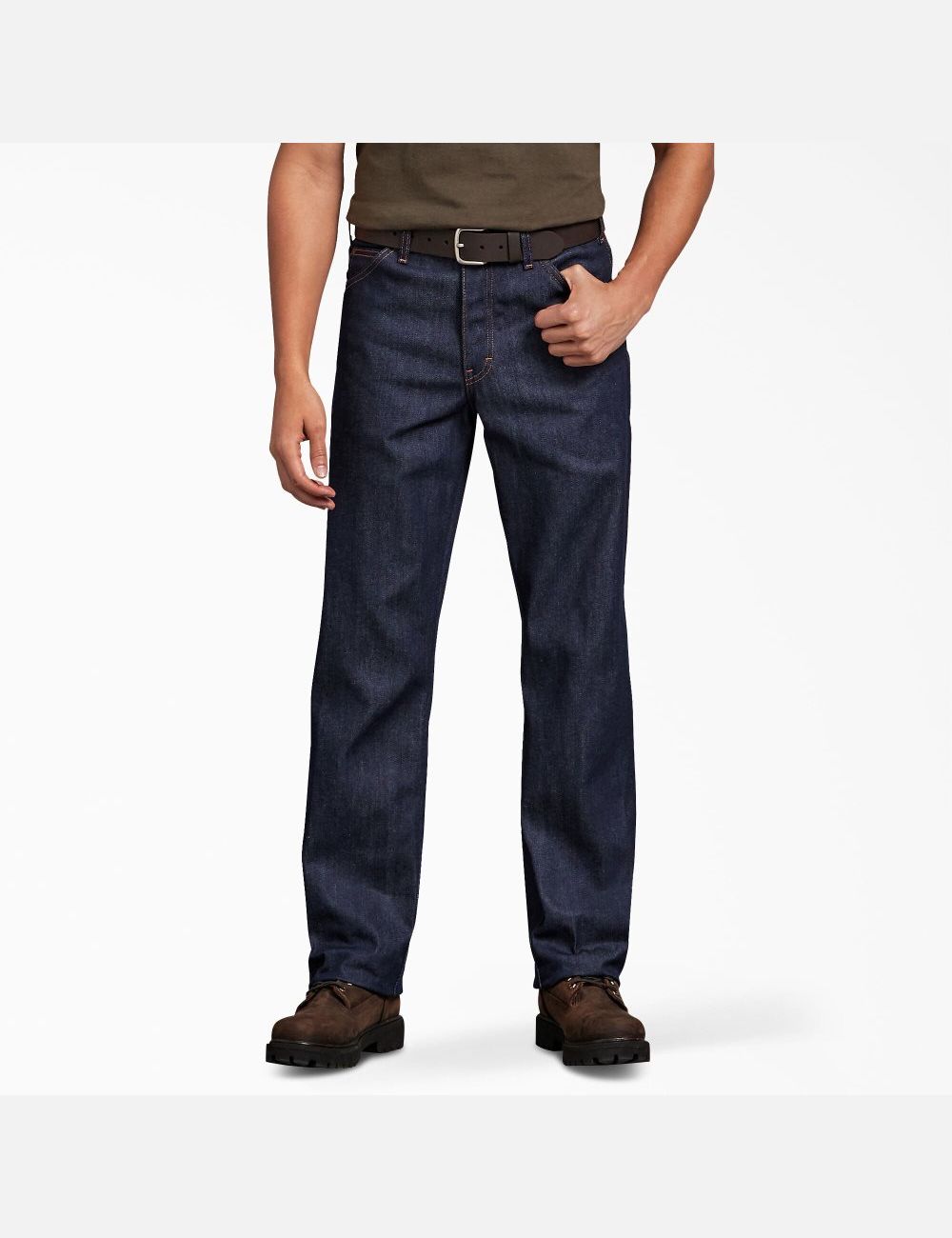 Pantalon Dickies Regular Droit Fit Denim Indigo Bleu | 724WZUPTJ