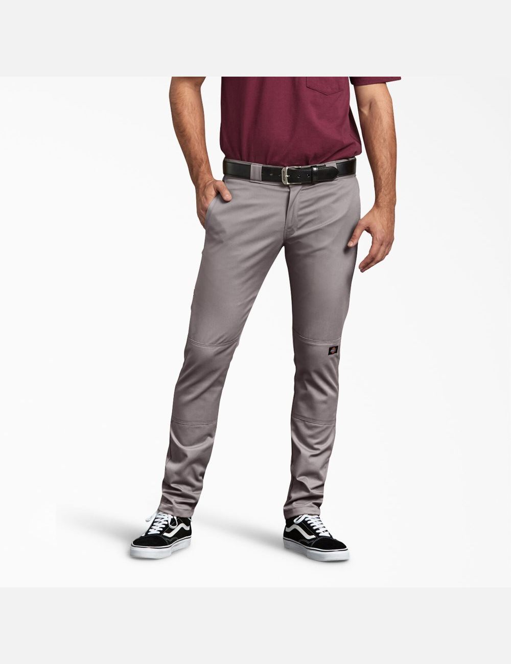 Pantalon À Deux Genoux Dickies Mince Fit Droit Leg Argent | 960QTONDL