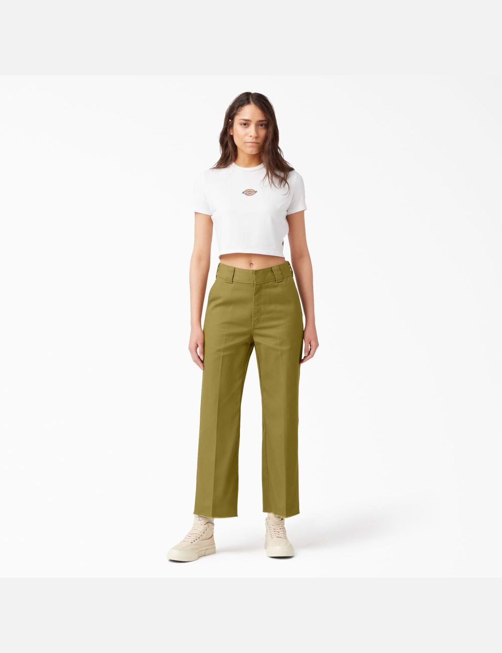 Pantalons Décontractés Dickies Twill Cropped Vert | 201FJSPIY