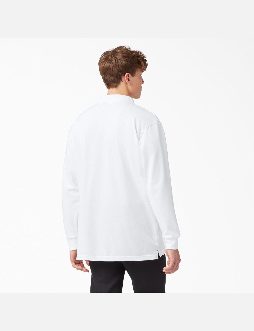 Polos Dickies Adult Size Pique Long Sleeve Blanche | 280LMFUQV