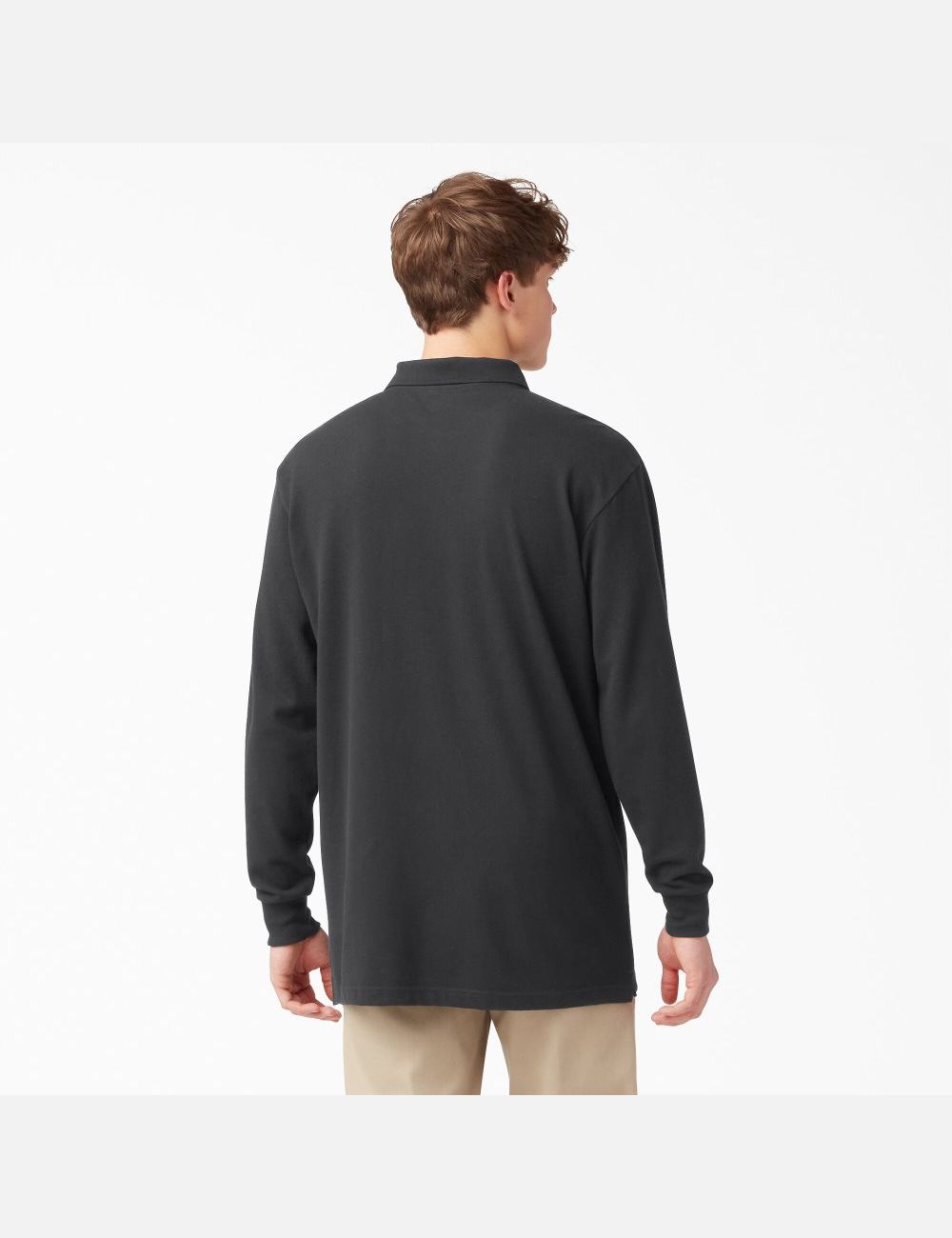 Polos Dickies Adult Size Pique Long Sleeve Noir | 642POEDQC