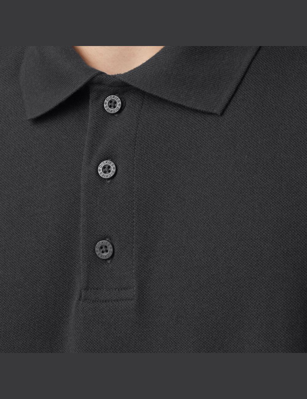 Polos Dickies Adult Size Pique Long Sleeve Noir | 642POEDQC